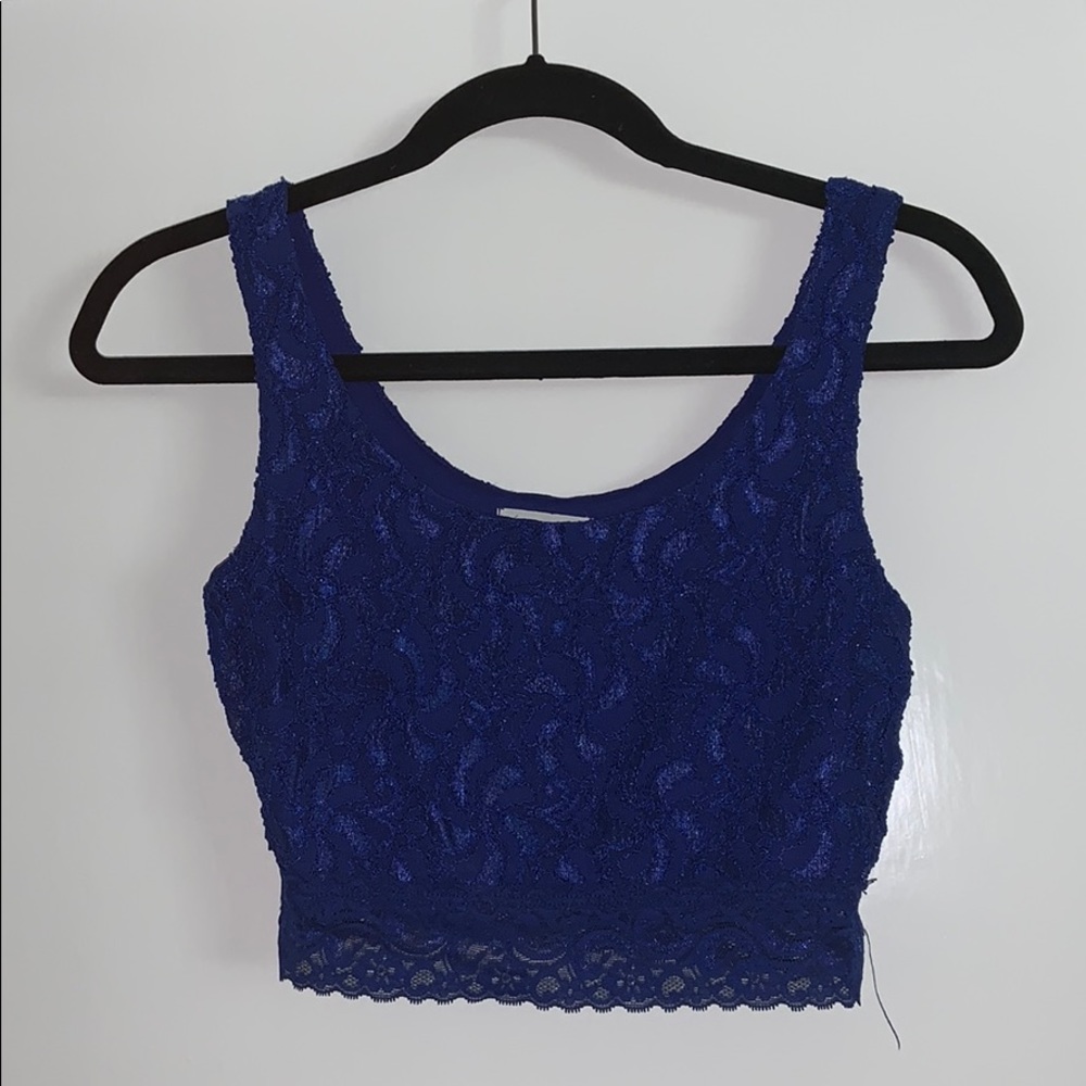 Royal blue lace crop top